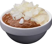 Satay and fries sauce with onions